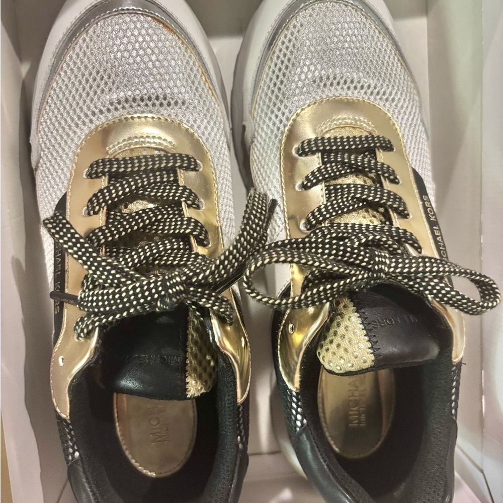 Michael Kors Gold and Silver Sneakers with Modern Design